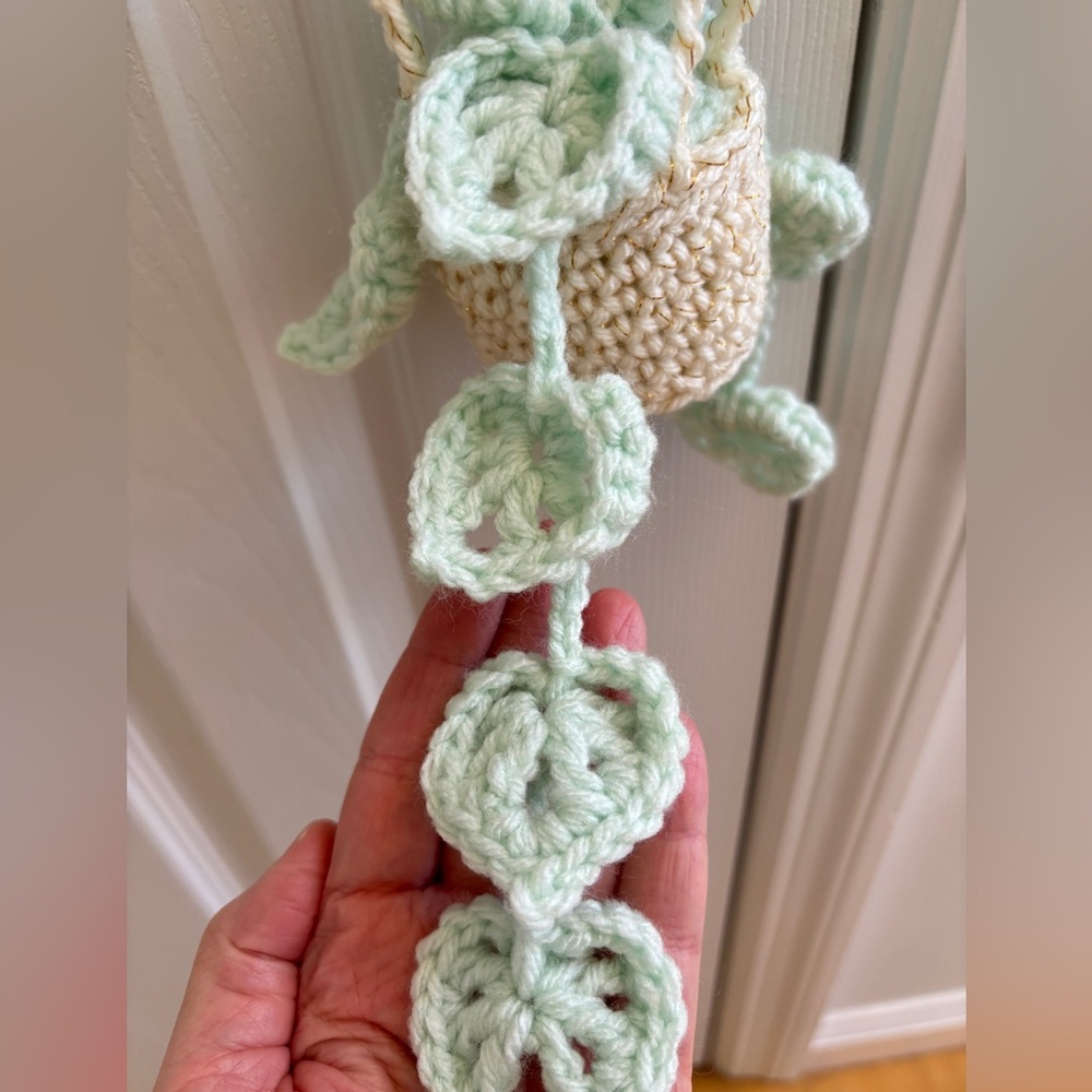 Crochet Hanging Plant Green Multicolor Monstera Boho Home Decor - Picture 5 of 8